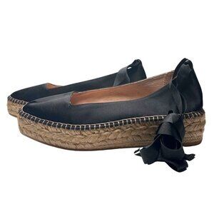 Black Espadrille Flats with Ribbon Detail